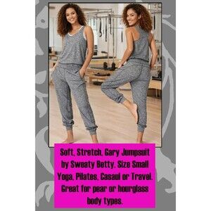 Sweaty Betty Small Gary Sleeveless Studio Jumpsuit In Black Marble Yoga Pilates